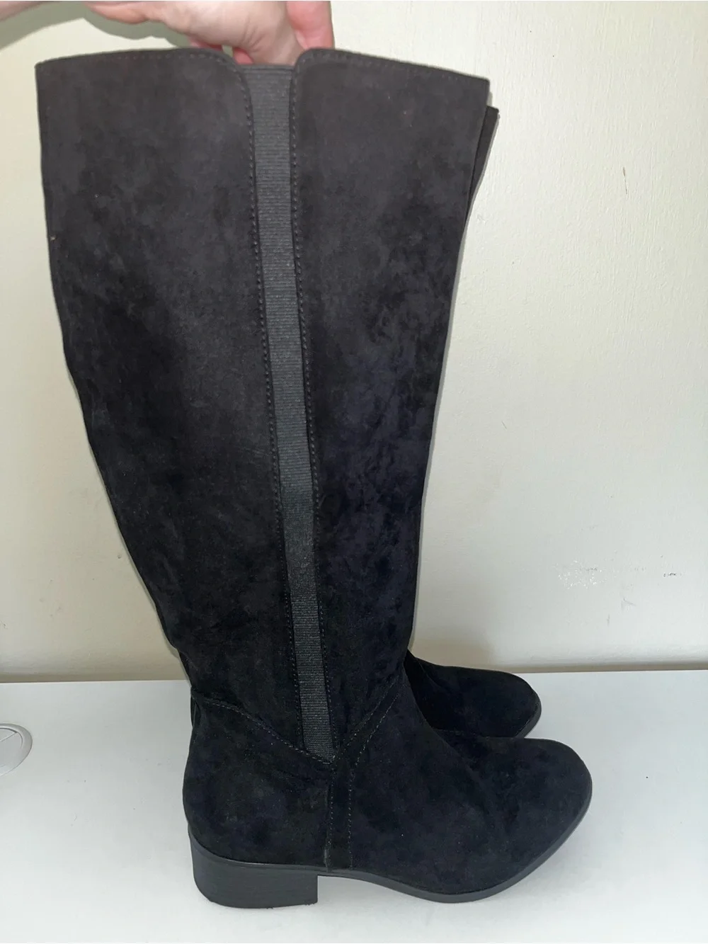 Universal Thread Black Faux Suede Riding Knee High Boots Womens 8-1/2